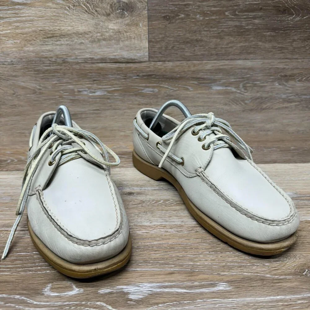 Florsheim Outdoorsman Cream Leather Casual Boat Shoes Men's Size 10